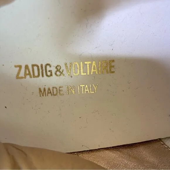 Zadig &amp; Voltaire size 6 Back Wild Sneakers in Blanc studded gold reptile detail