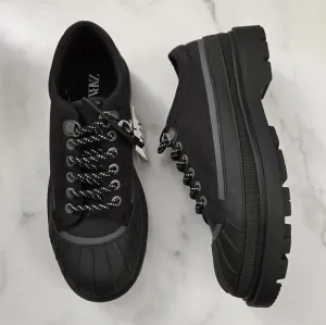 Zara Chaussures Mens Black Rubberized Sporty Dress Shoes Sneakers Boots Sz 40