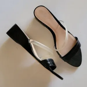ZARA Embossed Clear strap slip on wedge Mule sandals Size 39 (Size 8.5/9)