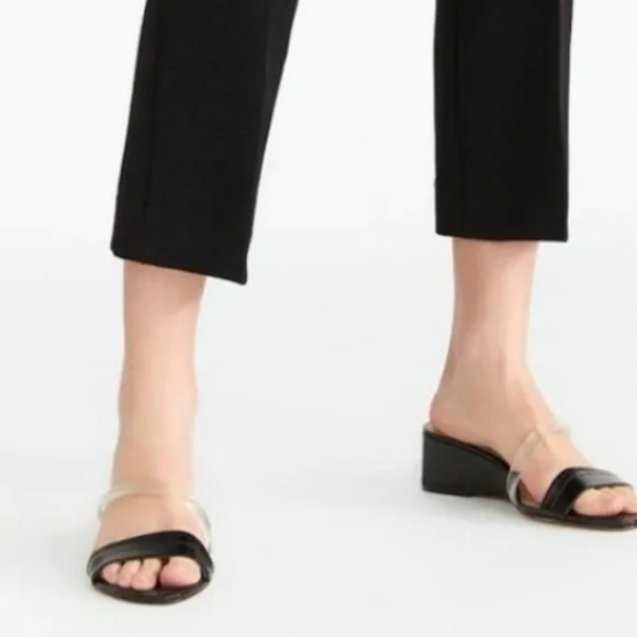 ZARA Embossed Clear strap slip on wedge Mule sandals Size 39 (Size 8.5/9)