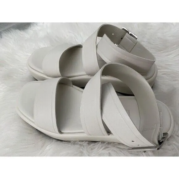 Zara Off White Flat Leather Platform Sandals Shoes Size 38 NEW