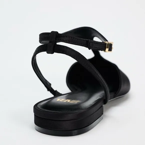 🖤ZARA SATIN EFFECT FLAT SHOES