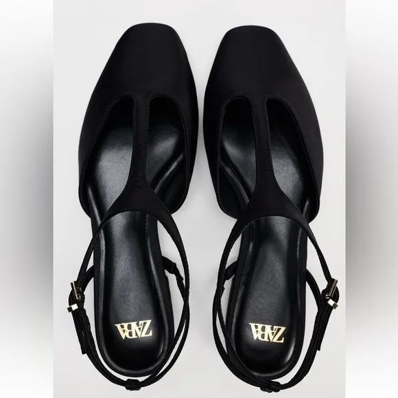🖤ZARA SATIN EFFECT FLAT SHOES