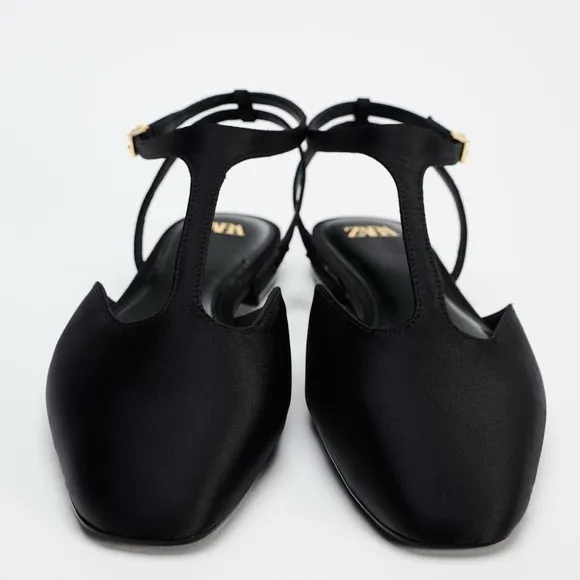🖤ZARA SATIN EFFECT FLAT SHOES
