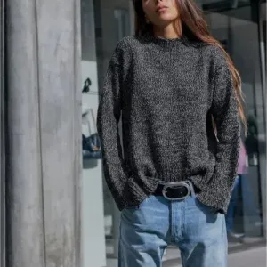 Zara Slit Hem Twisted Yarn Knit Sweater