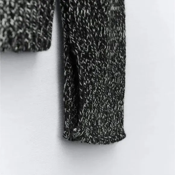 Zara Slit Hem Twisted Yarn Knit Sweater