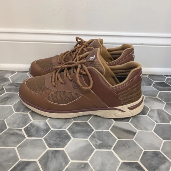 ZEBA Men's Brown Faux Leather Slip On Hands Free Sneakers Shoes Size 13